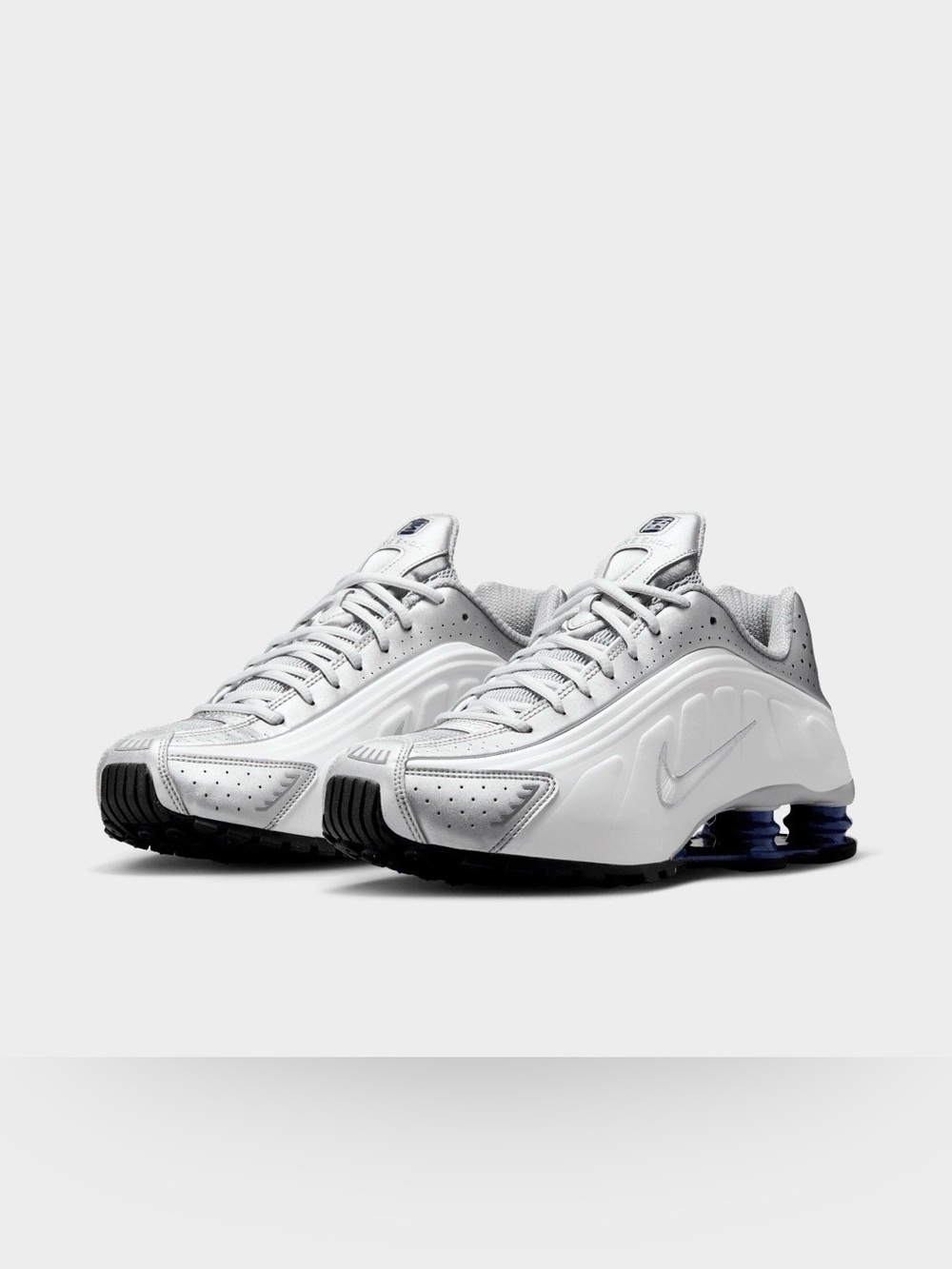 Nike Shox R4 Sneakers in White and Silver